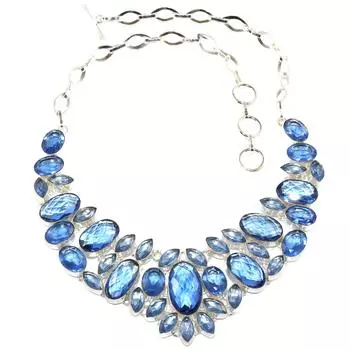 Серебряное ожерелье с драгоценными камнями Swiss Blue Quartz Friends, 16-18 дюймов