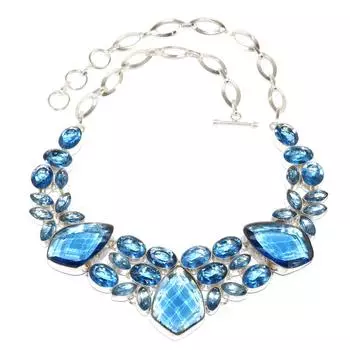 Серебряное ожерелье с драгоценными камнями Swiss Blue Quartz Friends, 16-18 дюймов