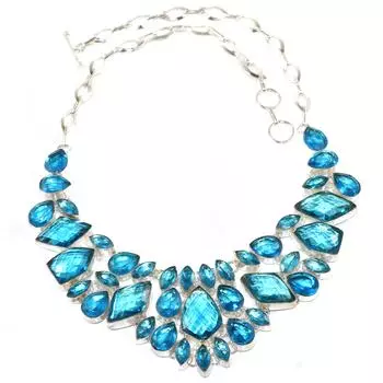 Серебряное ожерелье с драгоценными камнями Swiss Blue Quartz Friends, 16-18 дюймов