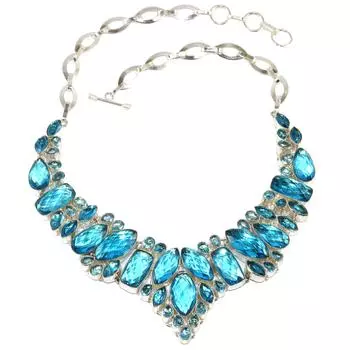 Серебряное ожерелье с драгоценными камнями Swiss Blue Quartz Friends, 16-18 дюймов