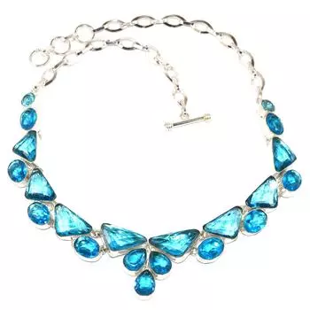 Серебряное ожерелье с драгоценными камнями Swiss Blue Quartz Friends, 16-18 дюймов