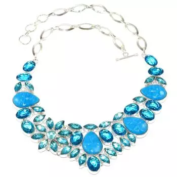 Серебряное ожерелье с драгоценными камнями Swiss Blue Quartz Friends, 16-18 дюймов