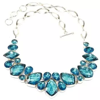 Серебряное ожерелье с драгоценными камнями Swiss Blue Quartz Friends, 16-18 дюймов