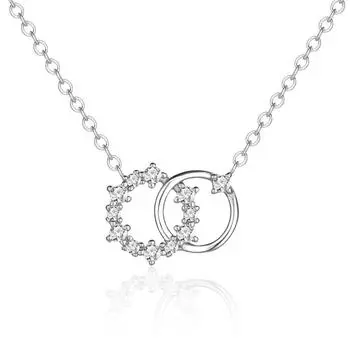 Серебряное ожерелье с двойным кольцом S925, изысканный круглый венок, прочная цепочка, модная универсальная переплетенная ключичная цепочка 925 Silver