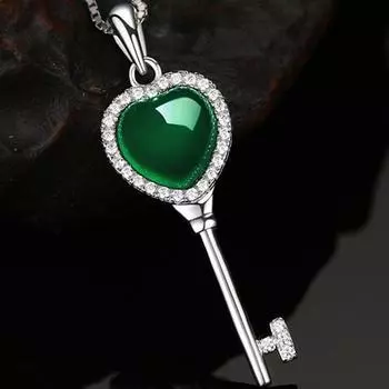 Серебряное ожерелье с халцедоном 925 пробы, уникальная короткая подвеска-ключ, цепочка для ключицы для женщин, модные ювелирные изделия 925