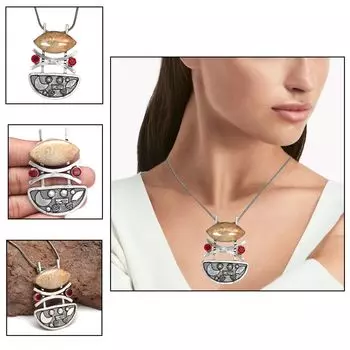 Серебряное ожерелье с ископаемым драгоценным камнем кораллом, подарочное украшение 18 дюймов, ручная работа, натуральный