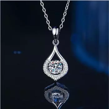 Серебряное ожерелье с каплями воды и муассанитом Angel Tears Подарки для девушки Серебряное ожерелье с каплями воды и муассанитом 925 пробы 925