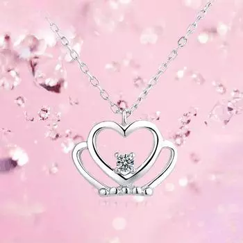 Серебряное ожерелье с короной S925 в корейском стиле, простые серебряные украшения, женские серебряные украшения Love 925