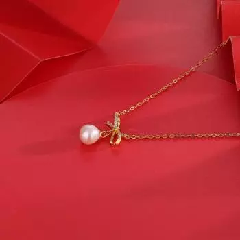 Серебряное ожерелье с кулоном в виде банта из пресноводного жемчуга 925 пробы для женщин, нишевый дизайн, аксессуары своими руками, цепочка на шею из желтого золота, ювелирные изделия 925 silver