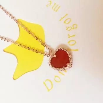 Серебряное ожерелье с любовью из красного агата для женщин, простая подвеска в форме сердца персикового цвета на ключицу, аксессуары 800 silver