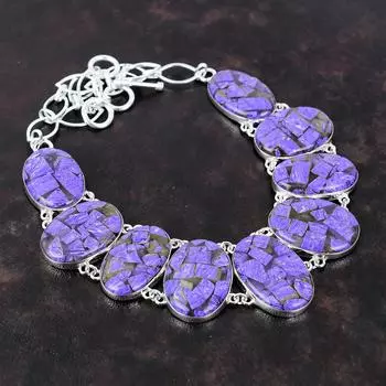 Серебряное ожерелье с медным чароитом