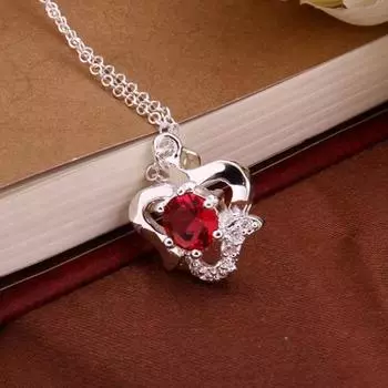 Серебряное ожерелье с подвеской, 925 проба, посеребренное ожерелье 45cm