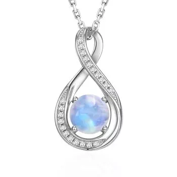 Серебряное ожерелье с подвеской из лунного камня 925 пробы, позолоченное 18 карат, подарок на день рождения [Gemlanto] для женщин