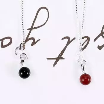 Серебряное ожерелье с подвеской из натурального агата и сердолика, черный и красный круглый камень, женские ювелирные украшения красный
