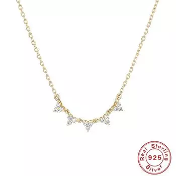 Серебряное ожерелье с подвеской в виде треугольного циркония S925, подвеска в виде ключицы, цепочка на ключицу премиум-класса с бриллиантами в стиле «Темперамент» 925 silver золотой