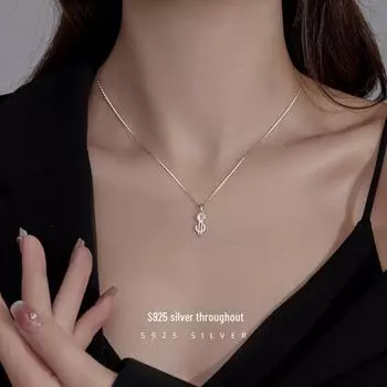 Серебряное ожерелье с символом доллара Banyan Tree — минималистичный, холодный стиль, уникальный дизайн для женщин NS980