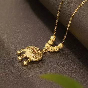 Серебряное ожерелье с замком безопасности S925, китайское этническое двухстороннее филигранное полое украшение в виде ключичной цепочки с замком Ruyi с длительным сроком службы 925 silver