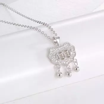 Серебряное ожерелье с замком из монеты S925, женское, Guochao, легкое, роскошное, с чувством долгой жизни, подвеска с замком, милый дизайн с темпераментом, цепочка на ключицу 925 Silver