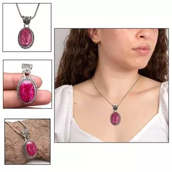 Серебряное ожерелье сапфир одаренный рубин изумруд натуральный бриллиант рубин, СЕРЕБРО