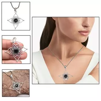 Серебряное ожерелье сапфир одаренный рубин изумруд натуральный бриллиант рубин, СЕРЕБРО