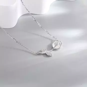 Серебряное ожерелье-тюльпан из халцедона S925, женское, летнее, легкое, роскошное, темпераментное, с высоким чувством, нишевая, цветочная цепочка на ключицу, серебряный подарок 925 Silver
