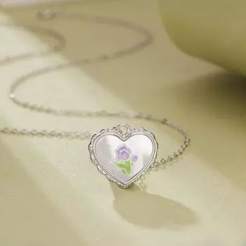 Серебряное ожерелье-тюльпан S925, эпоксидная натуральная подвеска в виде рябчика, милая маленькая свежая цепочка на ключицу, ювелирное изделие 925 silver