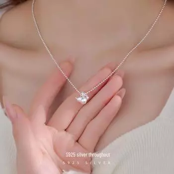 Серебряное ожерелье-тыква с выдвижным механизмом: Женская высококачественная легкая роскошная цепочка на ключицу - идеальный подарок на Новый год NS3082 серебряный