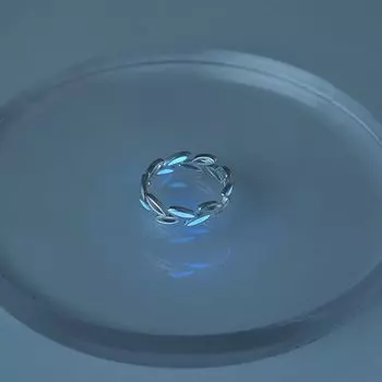 Серебряное полое кольцо с пшеницей, светящееся в темноте, регулируемое кольцо с люминесцентной листвой, хипстерское кольцо зелёный