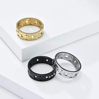 Серебряное простое кольцо для пары, модное полое дизайнерское кольцо из титановой стали для мужчин и женщин, инкрустированное цирконием, свадебные украшения, аксессуары 6#