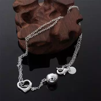 Серебряное s925 18-дюймовое женское очаровательное ожерелье Love Lob Стильное обручальное ювелирное изделие в подарок 45cm серебряный