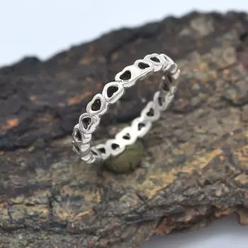 Серебряное сердце ручной работы для рождественского подарка 925 стерлингового серебра, ювелирное кольцо 6 серебряный