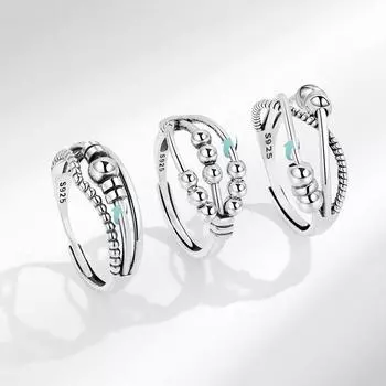 Серебряное серебро 925 пробы, антистрессовые женские кольца, кольцо для беспокойства, Anillo Antiestres, регулируемые ювелирные изделия для женщин белый