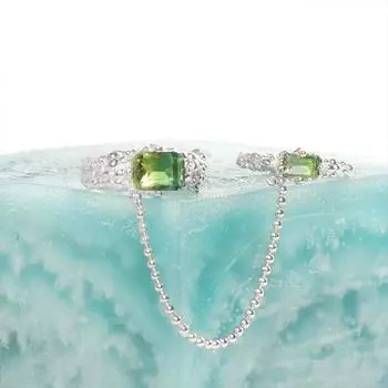 Серебряное шикарное кольцо-заявление 925 пробы с пленительным дизайном в виде цепи и потрясающими украшениями для любителей моды