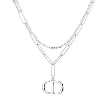 Серебряное сверкающее ожерелье с двойной буквой CD S925, женское темпераментное легкое роскошное стильное дикое ожерелье на ключицу