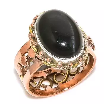 Серебряное ювелирное изделие Natural Sun с обсидианом, двухцветное кольцо из стерлингового серебра 925 пробы S.9 n5J75