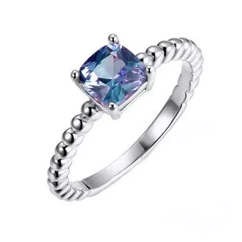 Серебряное ювелирное изделие S925, нишевое кольцо с четырьмя когтями, инкрустированное Александровым камнем, простое кольцо для девочек 6