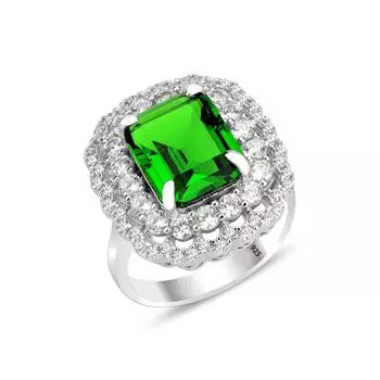 Серебряное женское кольцо с изумрудным камнем 925K, турецкое кольцо ручной работы, изумрудное кольцо с кубическим цирконом, серебряное кольцо с уникальным дизайном