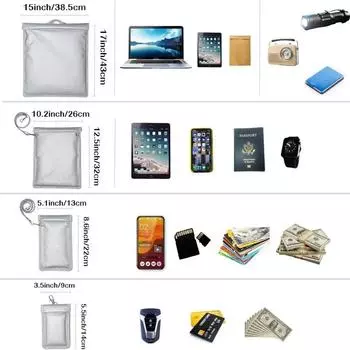 Серебряные 4 шт. сумки Faraday, водонепроницаемые, огнестойкие, экранирующие сигнал RFID, сумки для ноутбуков, планшетов, мобильных телефонов и ключей от машины серебряный