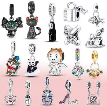 Серебряные 925 бусины с изображением бабочки и животного подходят для модного оригинального браслета 925 пробы, ожерелье из бисера Pendientes для женщин, изготовление ювелирных изделий