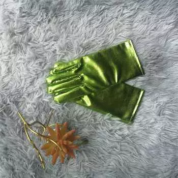 Серебряные эластичные тонкие золотые перчатки для выступлений для взрослых, перчатки из спандекса, танцевальные выступления, лакированная кожа, флуоресцентная сцена красный