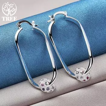 Серебряные элегантные обручальные красочные серьги 925 пробы