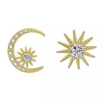 Серебряные асимметричные серьги «Звезда Луна» для леди, простые модные персонализированные серьги для девушек