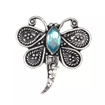 Серебряные этнические украшения ручной работы из швейцарского синего кварца, броши 1,5 дюйма