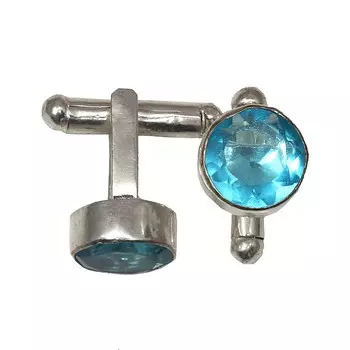 Серебряные этнические ювелирные изделия ручной работы с драгоценными камнями из швейцарского синего кварца запонки 2,5 дюйма