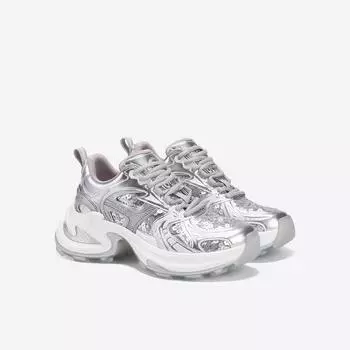 Серебряные блестки папины туфли женские летние новые модные толстые подошвы увеличивающие рост дышащие повседневные кроссовки 35 серебряный