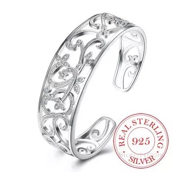 Серебряные браслеты и браслеты с полыми ветвями для женщин, высокое качество, элегантный женский подарок, серебро 925 пробы, ювелирные изделия