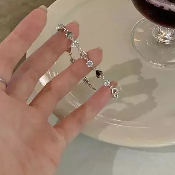 Серебряные браслеты с цирконием для женщин, милые девушки, сверкающий браслет с подвесками, нежный браслет-цепочка, ювелирный подарок