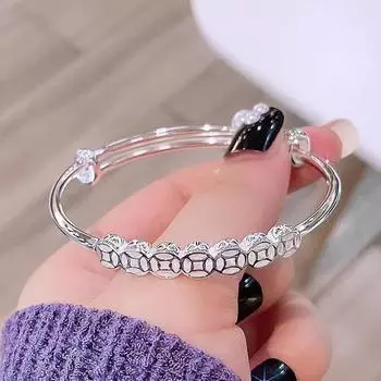 Серебряные бусины медные монеты браслеты для женщин девушка подарок Lucky Rich браслеты вечеринка свадебные аксессуары ювелирные изделия