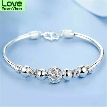 Серебряные бусины на удачу, браслеты-манжеты для дружбы и женщин, элегантные регулируемые свадебные украшения Sl096