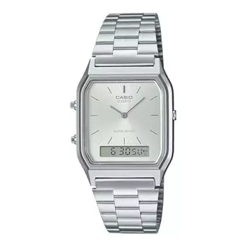 Серебряные часы Один размер Серебряный браслет [Casio] AQ-230A-7A Ana-Digi серебряный